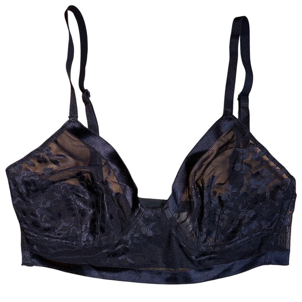 Free People Intimately Floral Lace Mesh Adjustable Wireless Bralette Black Small
